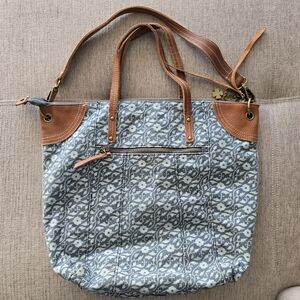 Lucky Brand Denim & Brown Leather Trim Tote Bag